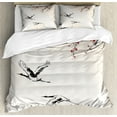 thumbnail image 1 of Ambesonne Japanese Duvet Cover Sets, Cherry Trees in Spring, 2-Queen, Red Grey Ecru, 1 of 7