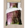 thumbnail image 1 of Ambesonne Japanese Duvet Cover Sets, Park in Chiang Mai, 2-Twin, Fuchsia Brown Fern Green, 1 of 3