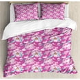 thumbnail image 1 of Ambesonne Japanese Duvet Cover Sets, Peony Romantic Flower, 2-Queen, Hot Pink, 1 of 7