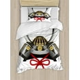 thumbnail image 1 of Ambesonne Japanese Duvet Cover Sets, Samurai Kabuto, 2-Twin, Grey Vermilion Yellow, 1 of 4