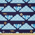 thumbnail image 1 of Ambesonne Japanese Fabric by the Yard Microfiber, Abstract Clouds Ornament, 5 Yards, Indigo Deep Sky Blue, 1 of 4
