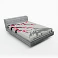 thumbnail image 1 of Ambesonne Japanese Fitted Sheet 2 Pcs Set, Fujiyama Cherry Blossoms, Full, Grey Black and Pink, 1 of 3