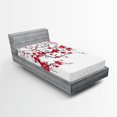 thumbnail image 1 of Ambesonne Japanese Fitted Sheet, Blossoms Sakura Plant, Twin XL Size, Dark Brown Dark Coral, 1 of 3