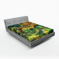 thumbnail image 1 of Ambesonne Japanese Fitted Sheet, Garden with Old Bridge, Queen Size, Green Orange, 1 of 2