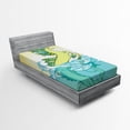 thumbnail image 1 of Ambesonne Japanese Fitted Sheet, Pastel Tone Water Creature, Twin Size, Green Blue, 1 of 2