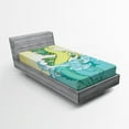 thumbnail image 1 of Ambesonne Japanese Fitted Sheet, Pastel Tone Water Creature, Twin XL Size, Green Blue, 1 of 2