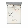 thumbnail image 1 of Ambesonne Japanese Fitted Sheet & Pillow Sham Set, Cherry Trees in Spring, Queen, Red Grey Ecru, 1 of 2