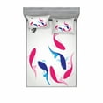 thumbnail image 1 of Ambesonne Japanese Fitted Sheet & Pillow Sham Set, Fish Yin Yang, Queen, Pink Blue, 1 of 3