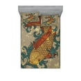 thumbnail image 1 of Ambesonne Japanese Fitted Sheet & Pillow Sham Set, Koi Fish Art, Queen, Multicolor, 1 of 2