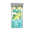 thumbnail image 1 of Ambesonne Japanese Fitted Sheet & Pillow Sham Set, Pastel Tone Water Creature, Twinxl, Green Blue, 1 of 2