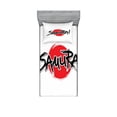 thumbnail image 1 of Ambesonne Japanese Fitted Sheet & Pillow Sham Set, Samurai Lettering Sun, Twin, Red Black, 1 of 2