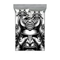 thumbnail image 1 of Ambesonne Japanese Fitted Sheet & Pillow Sham Set, Samurai Martial, Full, Black White, 1 of 2