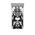 thumbnail image 1 of Ambesonne Japanese Fitted Sheet & Pillow Sham Set, Samurai Martial, Twinxl, Black White, 1 of 2