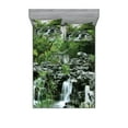 thumbnail image 1 of Ambesonne Japanese Fitted Sheet & Pillow Sham Set, Style Garden, Queen, Green White, 1 of 2
