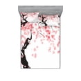 thumbnail image 1 of Ambesonne Japanese Fitted Sheet & Pillow Sham Set, Watercolor Effect Cherry, Queen, Black Pink, 1 of 2