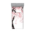 thumbnail image 1 of Ambesonne Japanese Fitted Sheet & Pillow Sham Set, Watercolor Effect Cherry, Twinxl, Black Pink, 1 of 2