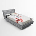 thumbnail image 1 of Ambesonne Japanese Fitted Sheet, Romantic Spring Theme, Twin Size, Black and Coral, 1 of 2