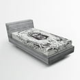 thumbnail image 1 of Ambesonne Japanese Fitted Sheet, Samurai Koi, Twin XL Size, Coconut Grey, 1 of 2