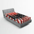 thumbnail image 1 of Ambesonne Japanese Fitted Sheet, Samurai Ninja Retro, Twin XL Size, Red Black, 1 of 2