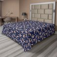 thumbnail image 1 of Ambesonne Japanese Flat Bedding Sheet Soft Top Sheet, Crane Birds Asian Themed, California King, Night Blue Salmon Ivory, 1 of 1