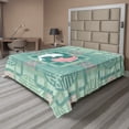 thumbnail image 1 of Ambesonne Japanese Flat Sheet, Dolphin Couple, King Size, Green Pink, 1 of 1