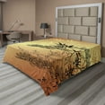 thumbnail image 1 of Ambesonne Japanese Flat Sheet, Folk Sunset Ethnic Branch, King Size, Sepia Black, 1 of 1
