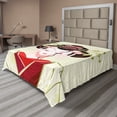thumbnail image 1 of Ambesonne Japanese Flat Sheet, Geisha Woman Portrait, Full Size, Green Red Pale Yellow, 1 of 1