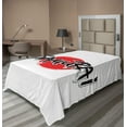 thumbnail image 1 of Ambesonne Japanese Flat Sheet, Samurai Lettering Sun, Twin Size, Red Black, 1 of 1