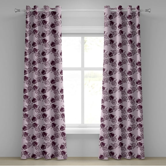 Ambesonne Japanese Grommet Curtain, Sakura Blossom Pattern, 50" x 96", Pale Pink Plum