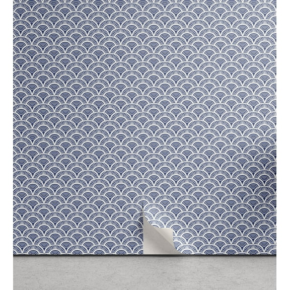 Ambesonne Japanese Peel & Stick Wallpaper for Home, Art Deco Scales Boho, 13"x36", Blue White