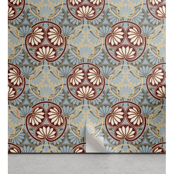 Ambesonne Japanese Peel & Stick Wallpaper for Home, Oriental Flower Design, 13"x100", Multicolor