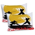 thumbnail image 1 of Ambesonne Japanese Pillow Sham 2 Pack, Watercolor Style Ninja, 26"x20", Vermilion Mustard, 1 of 3