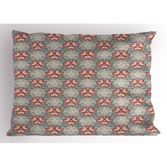 Ambesonne Japanese Pillow Sham, Oriental Flower Design, 26" X 20", Multicolor