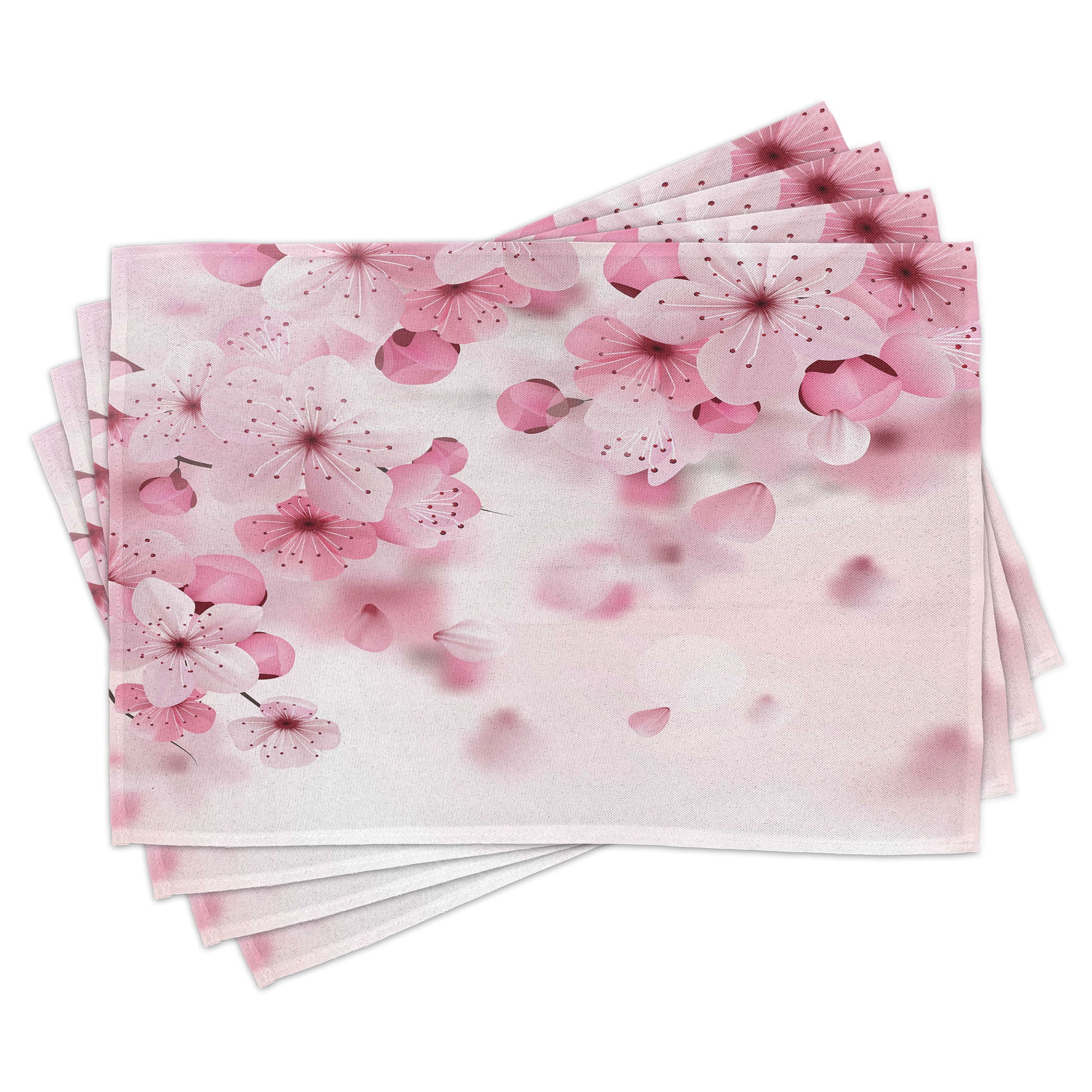 Ambesonne Japanese Place Mats Set of 4, Eastern Sakura Flowers ...
