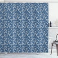 thumbnail image 1 of Ambesonne Japanese Print Shower Curtain, Dot Flowers Leaves, 69"Wx84"L, Dark Sky Blue and Grey, 1 of 4