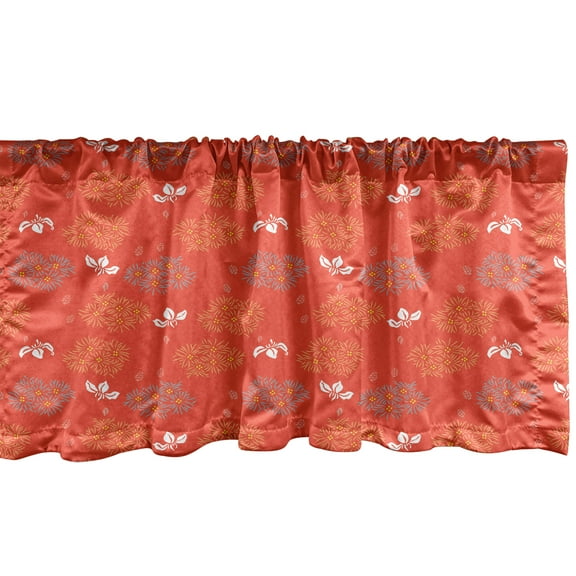 Ambesonne Japanese Print Valance Pack of 2, Asian Floral Art, 54"X12", Scarlet and Pale Slate Blue