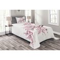 thumbnail image 1 of Ambesonne Japanese Quilted Bedspread Set 2 Pcs, Sakura Branch Blossoms, Twin Size, Pink Dark Brown, 1 of 3