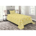 thumbnail image 1 of Ambesonne Japanese Quilted Bedspread Set 2 Pcs, Vintage Bohem Geometric, Twin Size, Yellow and Cream, 1 of 3