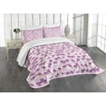thumbnail image 1 of Ambesonne Japanese Quilted Bedspread Set 3 Pcs, Cherry Branches Bloom, King Size, Lilac White Green, 1 of 5