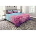 thumbnail image 1 of Ambesonne Japanese Quilted Bedspread Set 3 Pcs, Cherry Spring Theme, King Size, Purple Pale Blue, 1 of 3