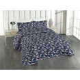thumbnail image 1 of Ambesonne Japanese Quilted Bedspread Set 3 Pcs, Crane Birds Asian Themed, King, Night Blue Salmon Ivory, 1 of 4