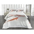 thumbnail image 1 of Ambesonne Japanese Quilted Bedspread Set 3 Pcs, Koi Carp Fish Couple, King Size, Orange Grey, 1 of 5