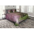 thumbnail image 1 of Ambesonne Japanese Quilted Bedspread Set 3 Pcs, Park in Chiang Mai, King Size, Fuchsia Brown Fern Green, 1 of 3