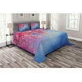 thumbnail image 1 of Ambesonne Japanese Quilted Bedspread Set 3 Pcs, Sakura Spring, Queen Size, Pink Blue, 1 of 3