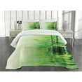 thumbnail image 1 of Ambesonne Japanese Quilted Bedspread Set 3 Pcs, Spa Themed Trees and Blurs, Queen Size, Pale Yellow Green, 1 of 3