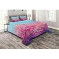 thumbnail image 1 of Ambesonne Japanese Quilted Coverlet 3 Pcs, Cherry Spring Theme, King Size, Purple Pale Blue, 1 of 2
