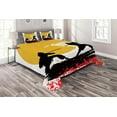 thumbnail image 1 of Ambesonne Japanese Quilted Coverlet 3 Pcs, Watercolor Style Ninja, King Size, Vermilion Mustard, 1 of 2