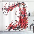 thumbnail image 1 of Ambesonne Japanese Shower Curtain, Blossom Cherry Sakura, 69"Wx70"L, Red and Brown, 1 of 5