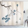 thumbnail image 1 of Ambesonne Japanese Shower Curtain, Coral Hues Cherry Blossoms, 69"Wx75"L, Cadet Blue, 1 of 4