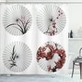 thumbnail image 1 of Ambesonne Japanese Shower Curtain, Floral Art on Umbrella, 69"Wx75"L, White and Red, 1 of 5